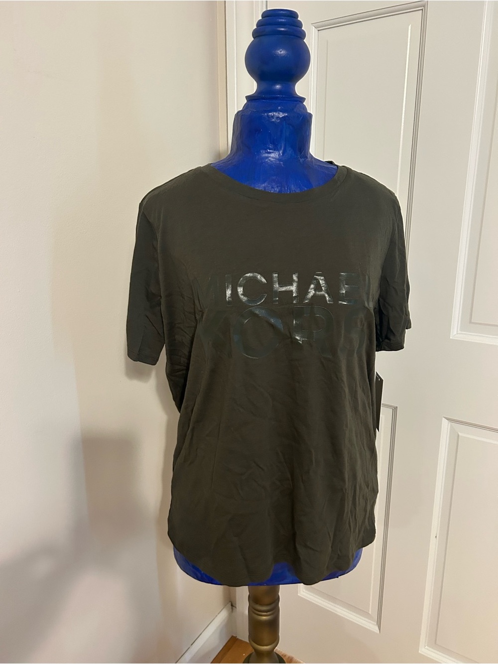 Michael Kors Olive/army Green Logo Short Sleeve Tee